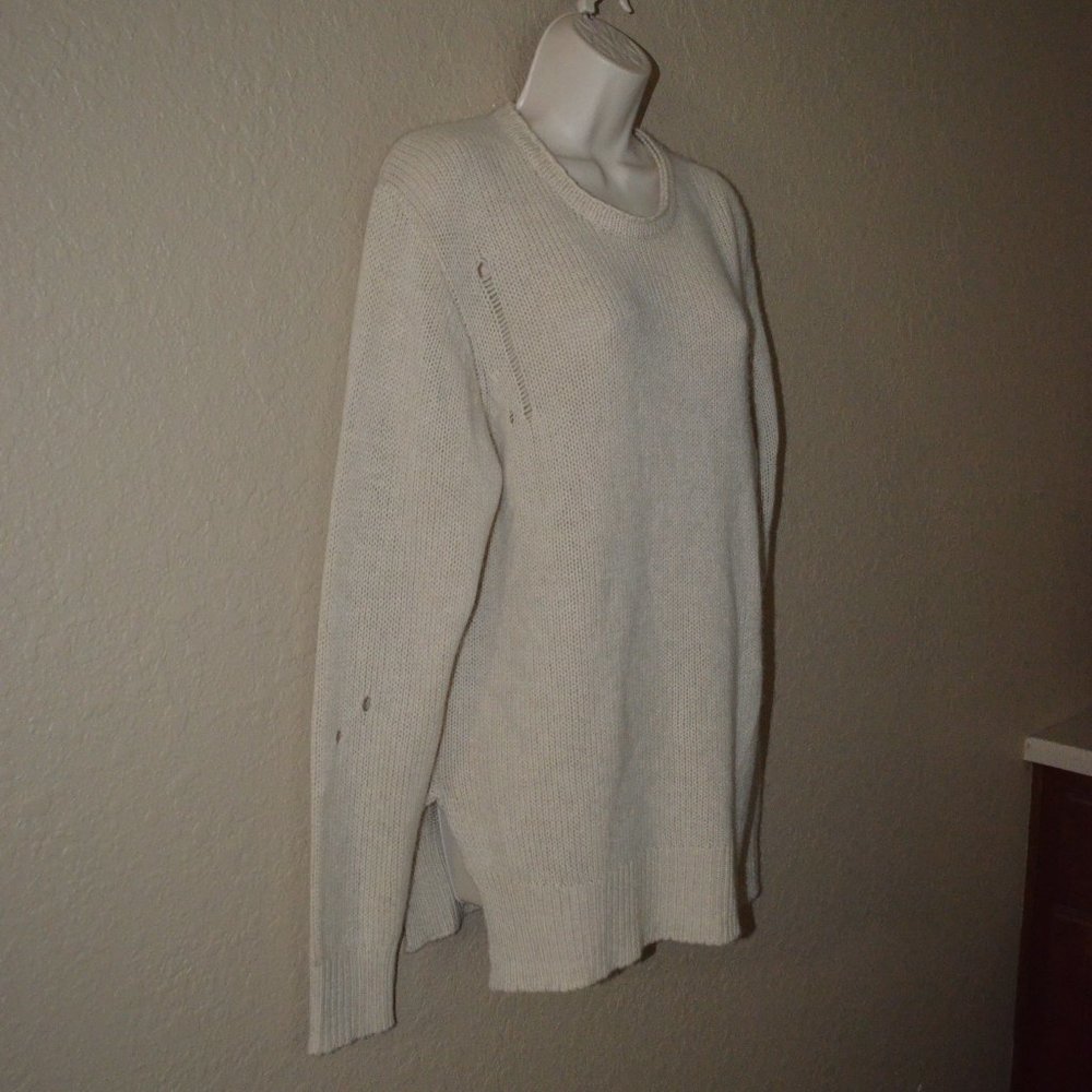 Sz 0 XS/S Raquel Allegra Beige Cashmere Distressed Oversized Sweater - Picture 4 of 8